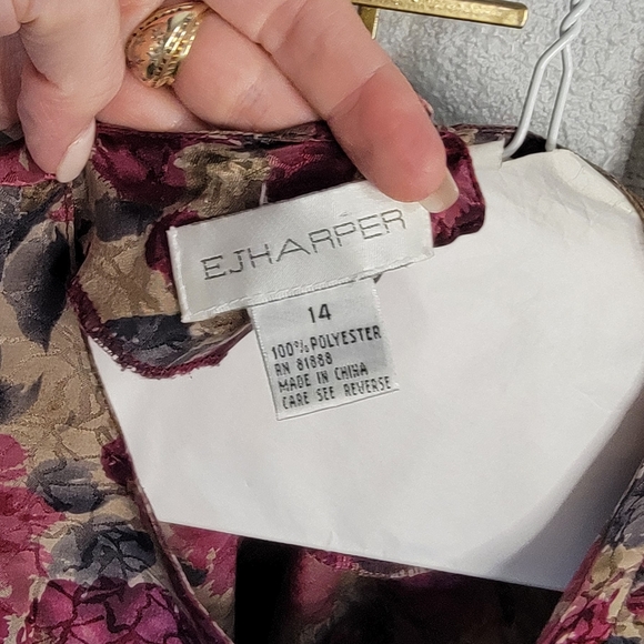 VINTAGE EJ Harper Floral Blouse size 14 - Picture 2 of 4